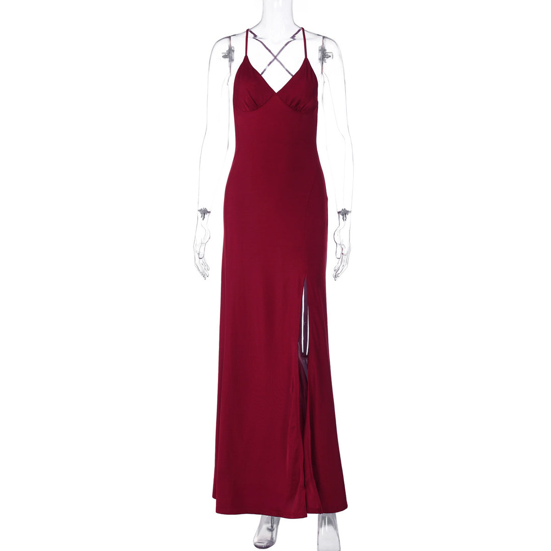 Damen Maxikleid mit raffinierten Spaghettiträgern und hohem Schlitz R&B