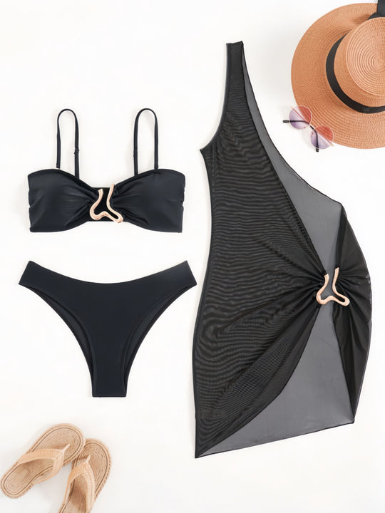 Damen Bikini-Set mit modernem Wickelrock und elastischem Oberteil R&B