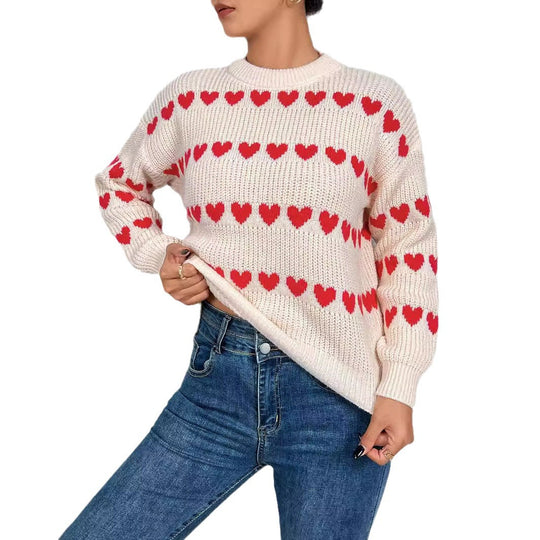 Damen Pullover mit Herzmotiv in lässiger Passform R&B