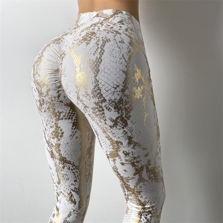 Damen nan hoch taillierte Sportleggings mit formender Kompression und strukturierter Schlangenprägung R&B