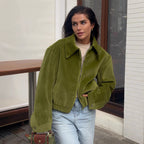 Damen Modische Veloursjacke mit elastischem Bund R&B