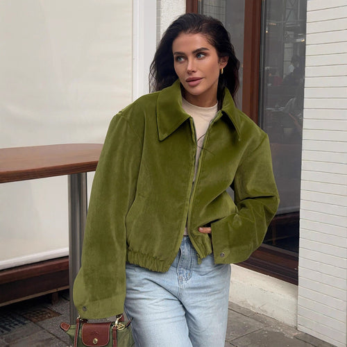 Damen Modische Veloursjacke mit elastischem Bund R&B