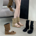 Damen modische Stiefeletten mit offener Zehenpartie und flexiblem Riemen R&B