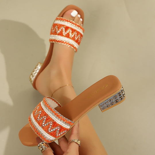 Damen Bequeme Schmuck-Sandalen mit stylishen Riemchen und funkelnden Details R&B