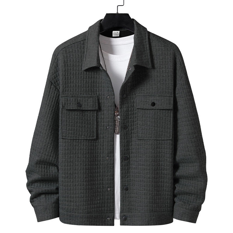 Herren nan gesteppte Overshirtjacke mit quadratischer Steppstruktur und aufgesetzten Brusttaschen R&B