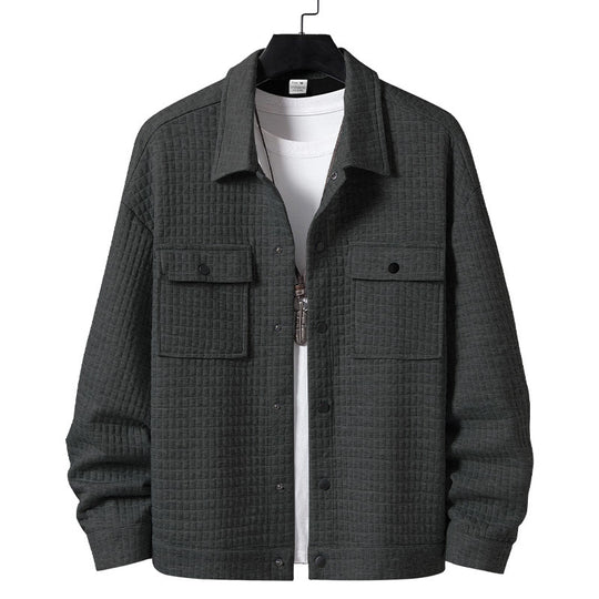 Herren nan gesteppte Overshirtjacke mit quadratischer Steppstruktur und aufgesetzten Brusttaschen R&B