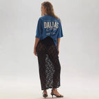 Damen Spitzenrock im langen, eleganten Design mit hohem Schlitz R&B