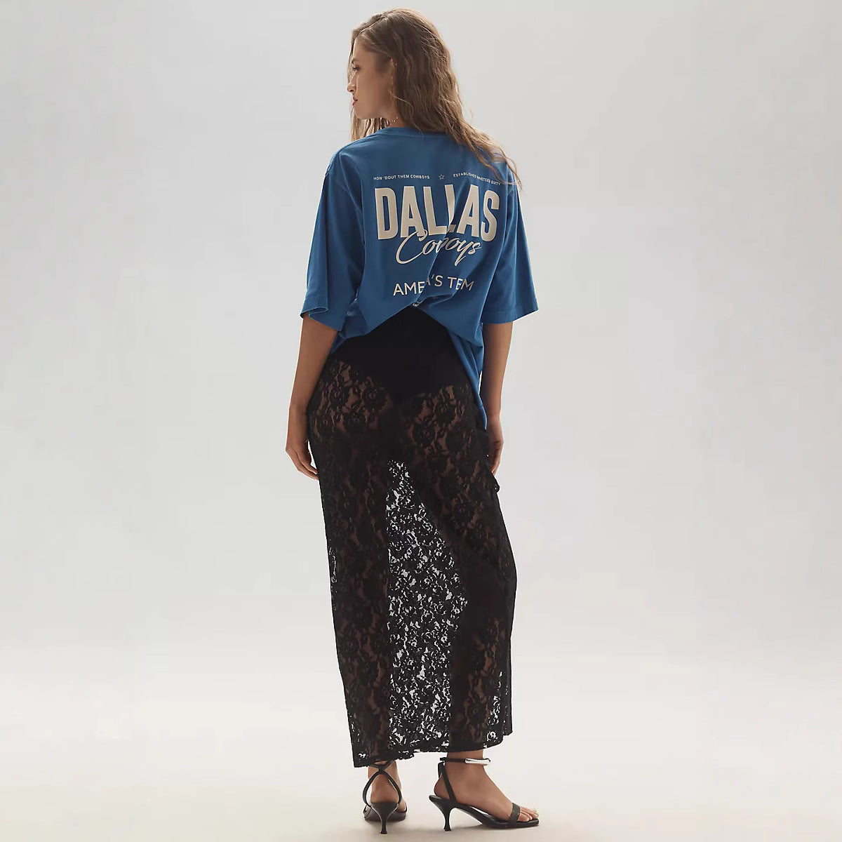 Damen Spitzenrock im langen, eleganten Design mit hohem Schlitz R&B