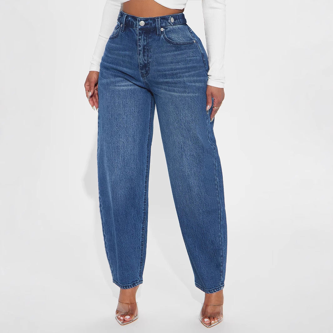 Damen Bequeme Hochtaillierte Jeans mit weitem Schnitt R&B