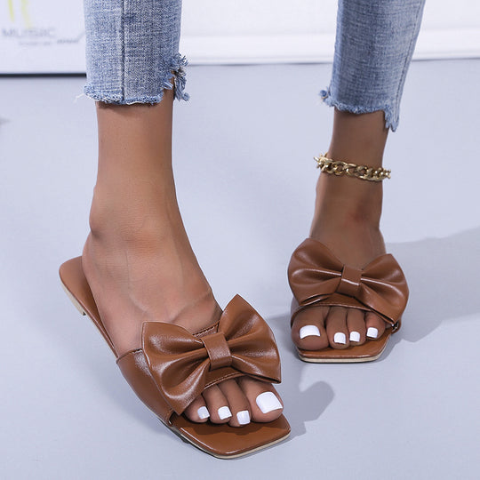 Damen Bequeme Schlappen mit großem Schleifen-Detail R&B