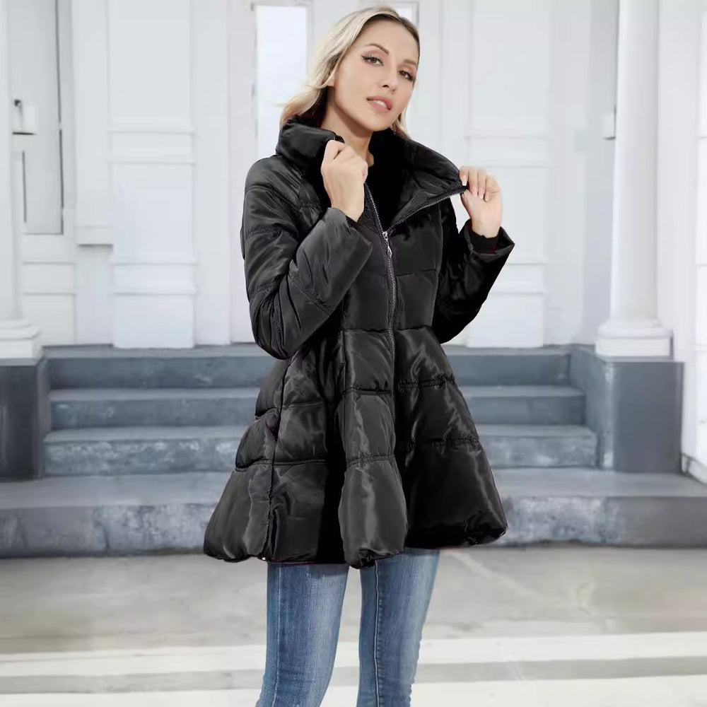 Damen gesteppte Winterjacke mit hochschließendem Kragen R&B