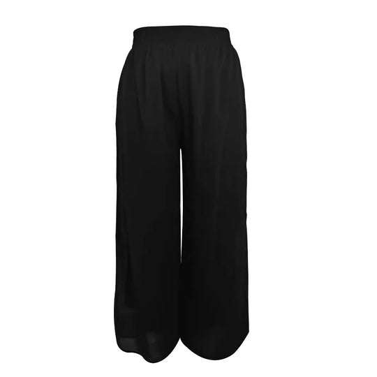 Damen Weit geschnittene Chiffon-Hose mit elastischem Taillenbund und hohen Seitentaschen R&B