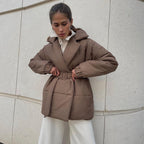 Damen Elegante und warme Wattierte Jacke mit Taillengürtel R&B