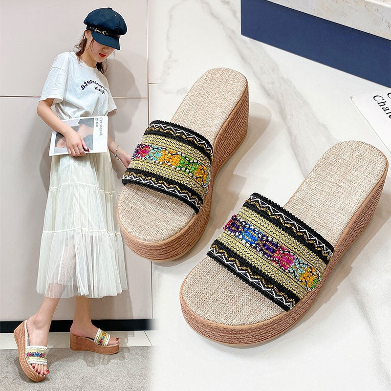 Damen Wedge-Sandalen mit eleganten Glitzer-Applikationen R&B
