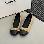 Damen edle Ballerinas mit feinem Schleifendetail und kontrastierendem Zehenbereich R&B