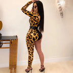 Damen Figurschmeichelnder Einteiler mit asymmetrischem Design und Leopardenmuster R&B