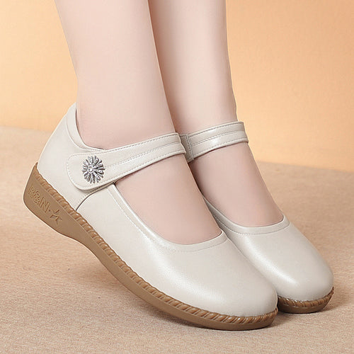 Damen Bequeme Mary Jane Ballerinas mit modischem Riemen und dekorativem Schmuckdetail R&B