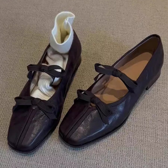 Damen Ballerinas mit femininer Schleifenverzierung und hochwertiger Lederoberfläche R&B
