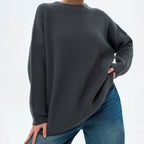 Damen Lässiger Grobstrickpullover mit weiten Ärmeln und modernem Schnitt