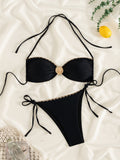 Damen Eleganter Bikini mit goldenen Akzenten R&B