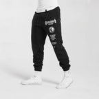 Herren nan konisch geschnittene Baumwollfleece-Sweathose mit elastischem Kordelbund gerippten Beinabschlüssen und großflächigem Logodruck R&B