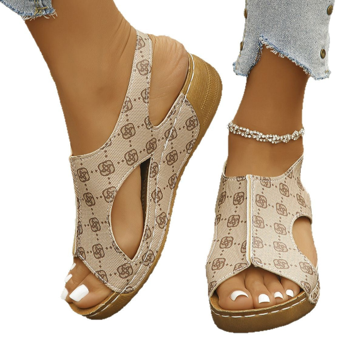 Damen Wedge-Sandalen mit modischem Schnallenverschluss und komfortablem Fußbett R&B
