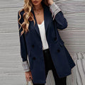 Damen Eleganter Doppelreiher Blazer mit kariertem Detail R&B