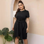 Damen stylisches Wickelkleid mit Taillengürtel R&B
