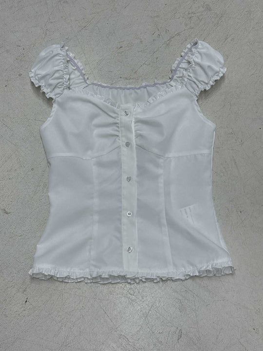 Damen Rüschenshirt mit eleganter Knopfleiste R&B
