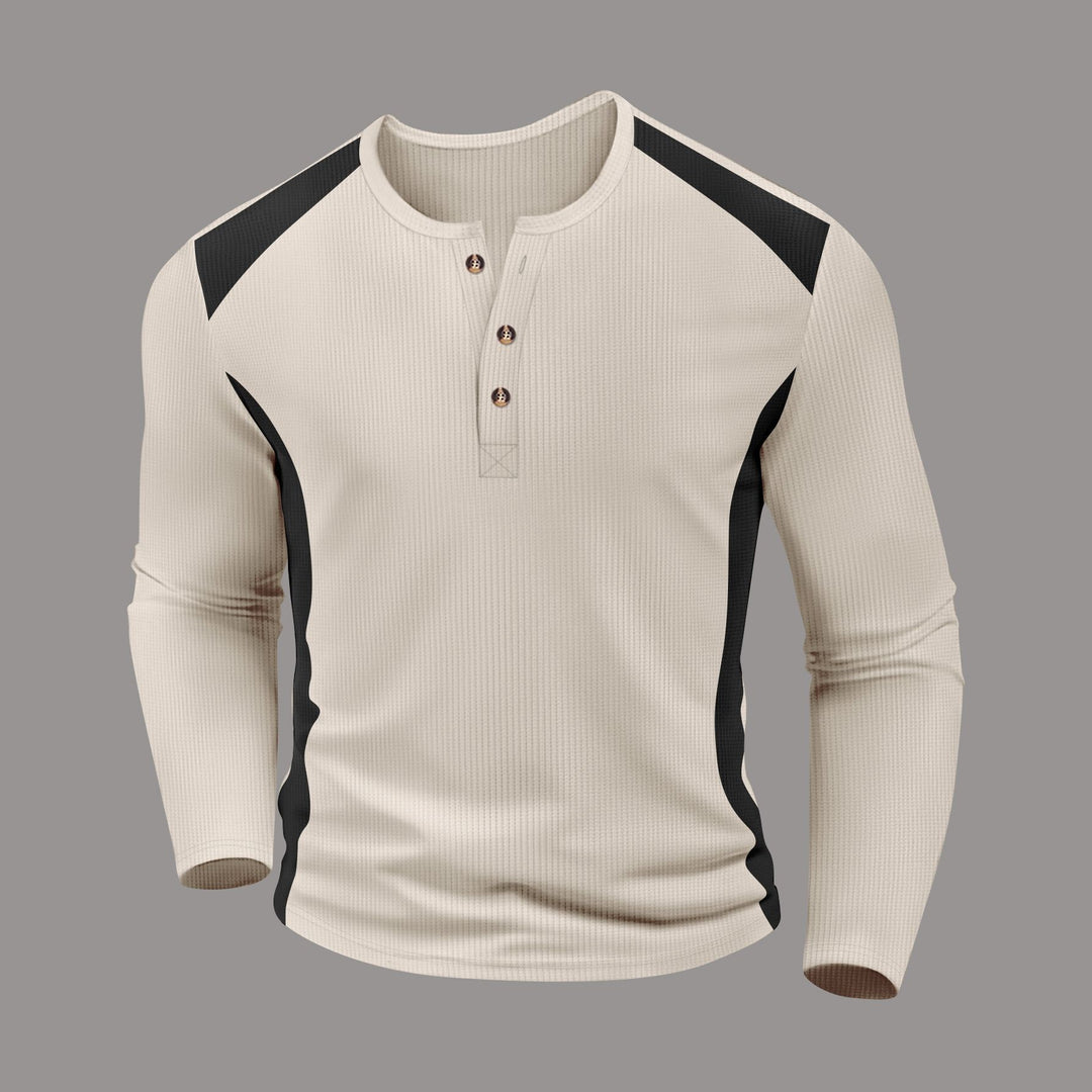 Herren Langarmhemd mit charismatischem Henley-Ausschnitt von R&B
