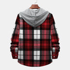Herren Karohemdjacke mit integrierter Kapuze und modischem Design