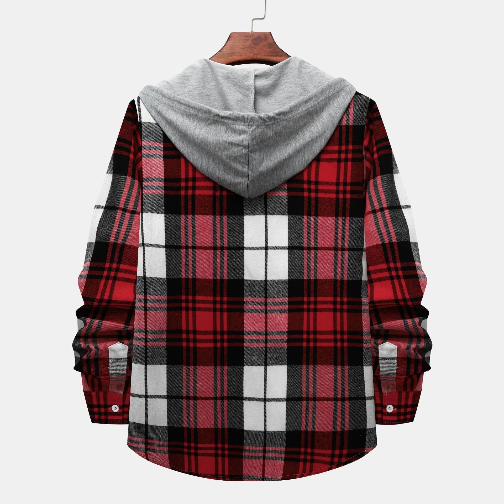 Herren Karohemdjacke mit integrierter Kapuze und modischem Design
