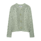 Damen Strickjacke mit Zopfmuster und Knopfdetails R&B