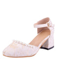 Damen feine Pumps mit Perlenverzierung und transparentem Blockabsatz R&B