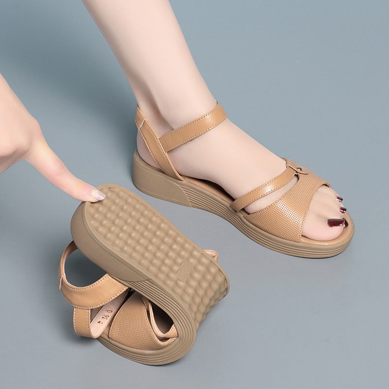 Damen Bequeme Wedgesandaletten mit verstellbarem Riemendesign und rutschfester Sohle R&B