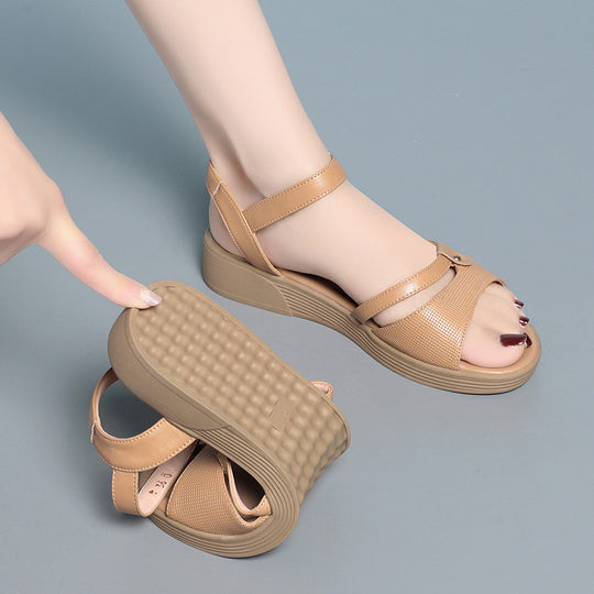 Damen Bequeme Wedgesandaletten mit verstellbarem Riemendesign und rutschfester Sohle R&B