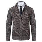 Herren Strickjacke mit modernem Zipper und strukturiertem Design