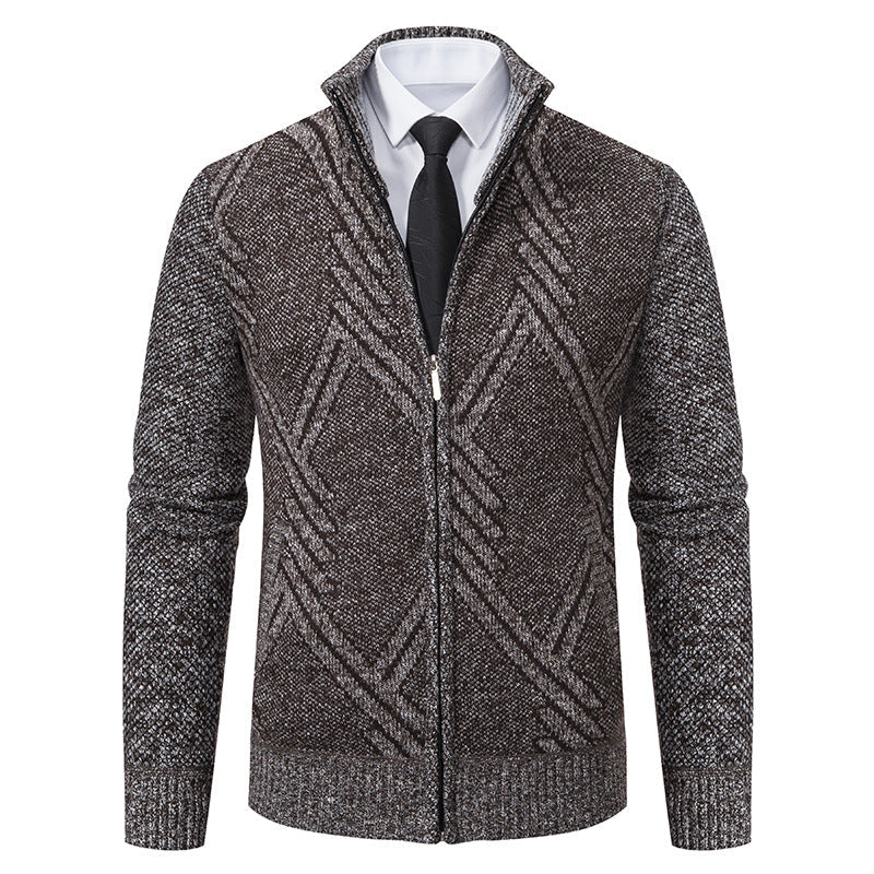 Herren Strickjacke mit modernem Zipper und strukturiertem Design