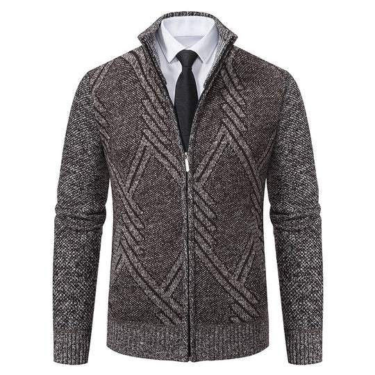 Herren Strickjacke mit modernem Zipper und strukturiertem Design R&B