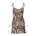 Damen Minikleid mit aufregendem Leopardenmuster und Spitzenbesatz R&B