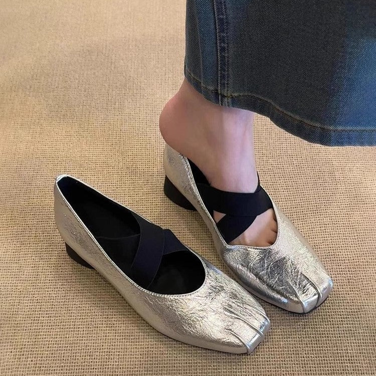 Damen elegante Ballerina-Schuhe mit modernem Riemendesign und komfortablem Absatz