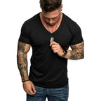 Herren V-Ausschnitt T-Shirt aus weicher Baumwolle mit Brusttasche