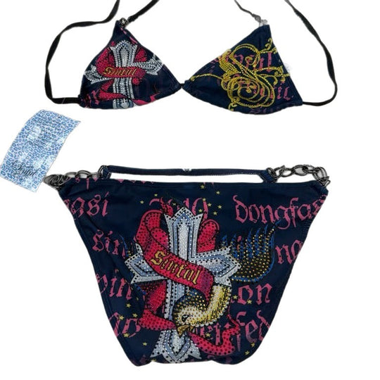 Damen Triangel-Bikini mit auffälligem Grafikumrandung R&B