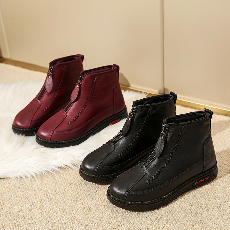 Damen modische Stiefel mit seitlichem Reißverschluss und bequemer Sohle