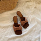 Damen Elegante Riemen-Sandalen mit niedrigem Absatz und geflochtenem Design R&B