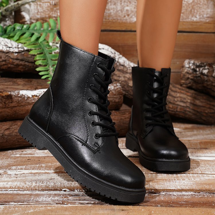 Damen robuste Schnürstiefel mit modischem Design und rutschfester Profilsohle R&B