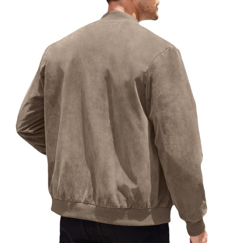 Herren elegante Bomberjacke mit hohem Kragen und strukturiertem Stoff R&B