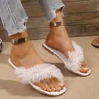 Damen modische Sandalen mit luxuriösem Feder-Detail und glamourösem Riemen R&B