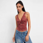 Damen Dekoratives Floral Top mit Raffungen R&B