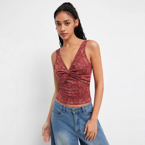 Damen Dekoratives Floral Top mit Raffungen R&B